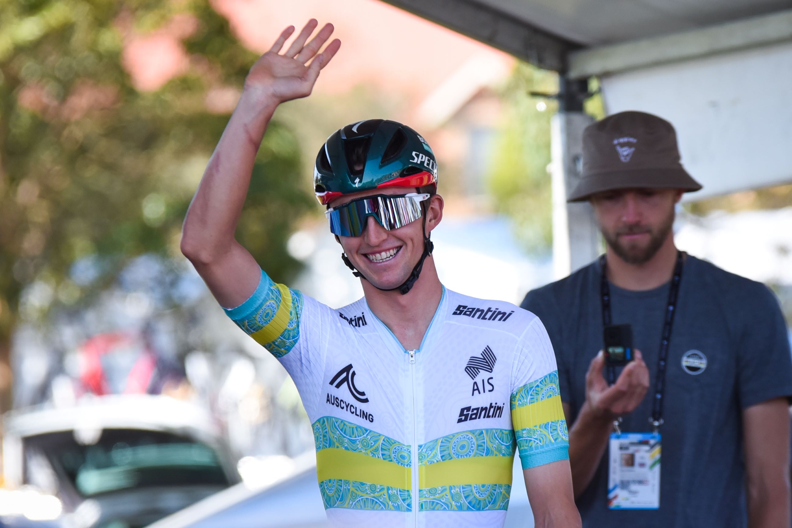 West Australian road cyclist Jai Hindley competing for the Australian Cycling Team at the 2022 UCI Road World Championships in Wollongong, NSW, Australia. Photo by Craig Render RCPix.